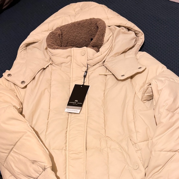 Andrew Marc,Marc NewYork Puffer Jacket/Hood/Faux Fur Trim SZ: Large Color: Birch - Picture 7 of 8